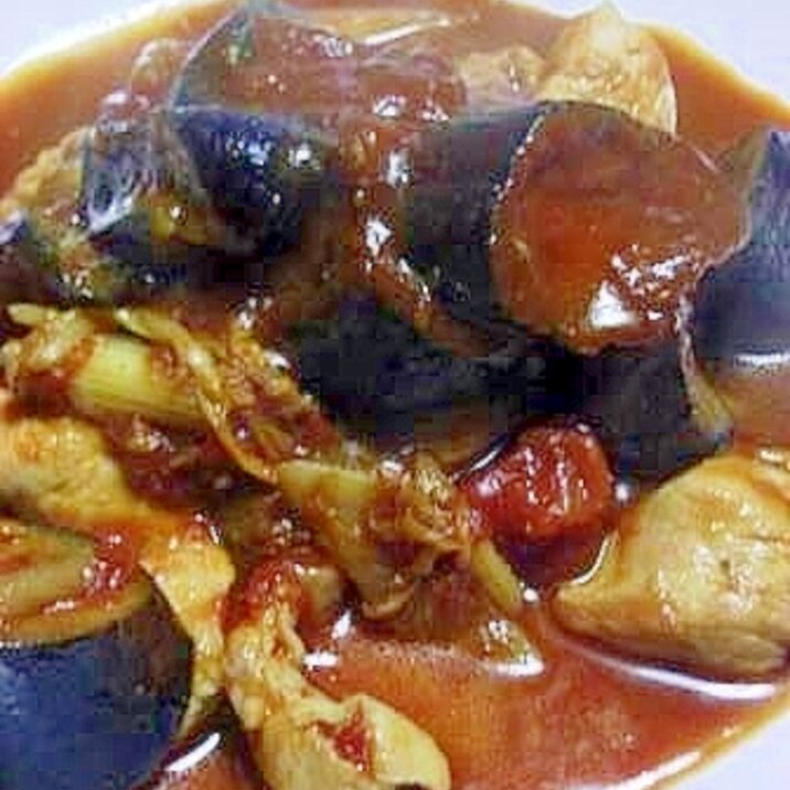 簡単豪華 鶏胸肉とナスとセロリのトマト煮